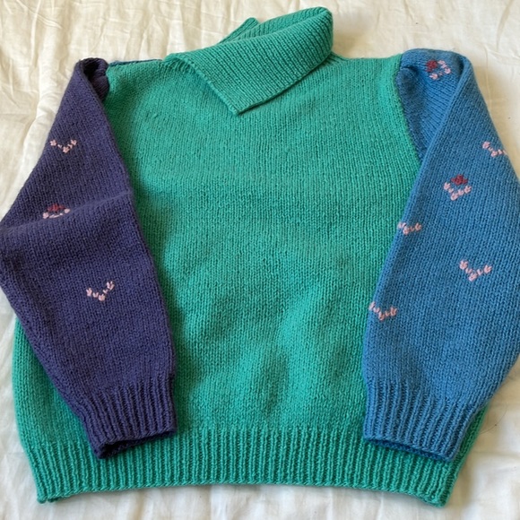 Vintage Cottagecore Farm Sheep Shetland Hand Knit Wool By The Eagle’s Eye Size L - Picture 5 of 9